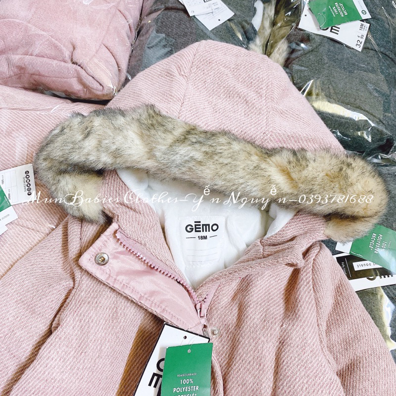 Áo khoác dạ cho bé gái GEMO xuất Âu xịn