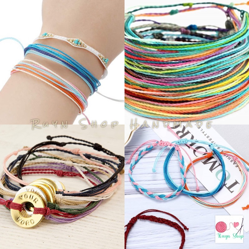 Set 10-15-20 bó dây sáp wax Đài Loan 1mm/ dây waterproof/ dây cói xoắn đan vòng tay handmade