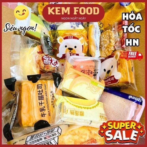 Bánh mix Đài Loan đủ vị thùng 2kg các loại, bánh bông lan nhiều loại siêu ngon - KEMFOOD