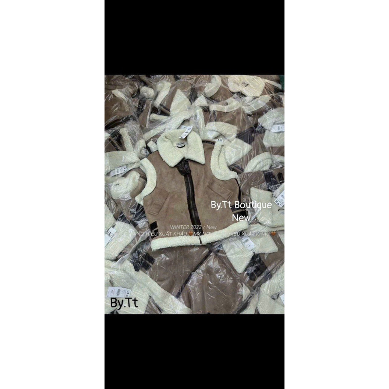 SẴN Áo khoác gile da lộn trần bông, áo khoác mùa đông