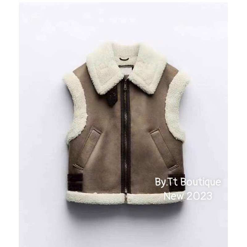 SẴN Áo khoác gile da lộn trần bông, áo khoác mùa đông