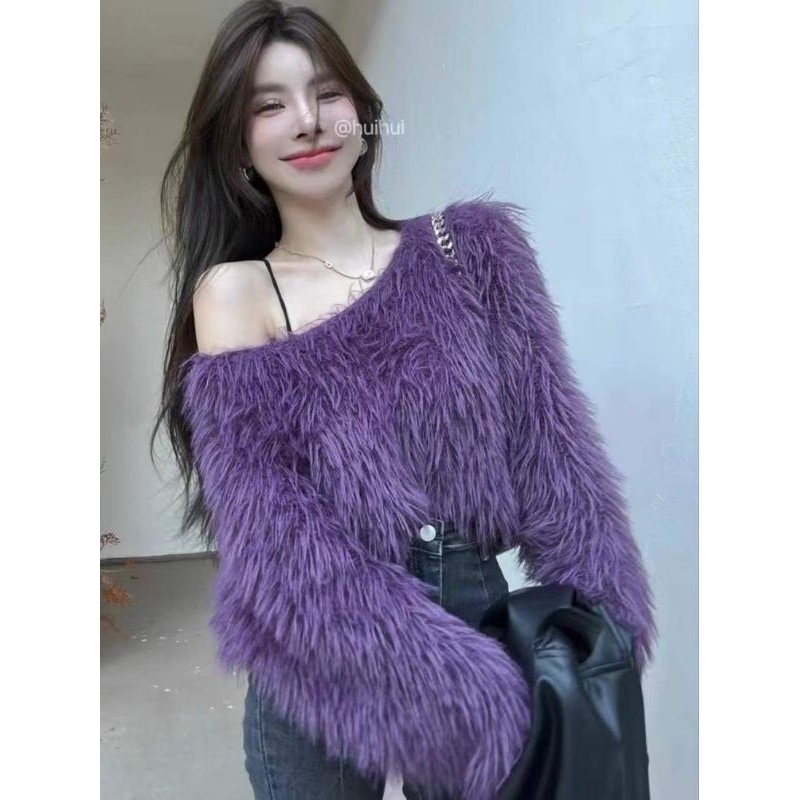 Áo lông trơn lệch vai hàng QC