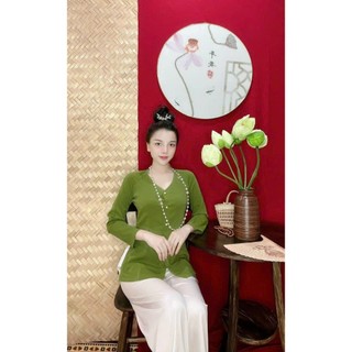 ÁO BÀ BA VẢI LỤA TRƠN CỔ TRÒN