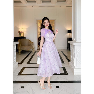 Váy hoa tím phối cổ (elise)