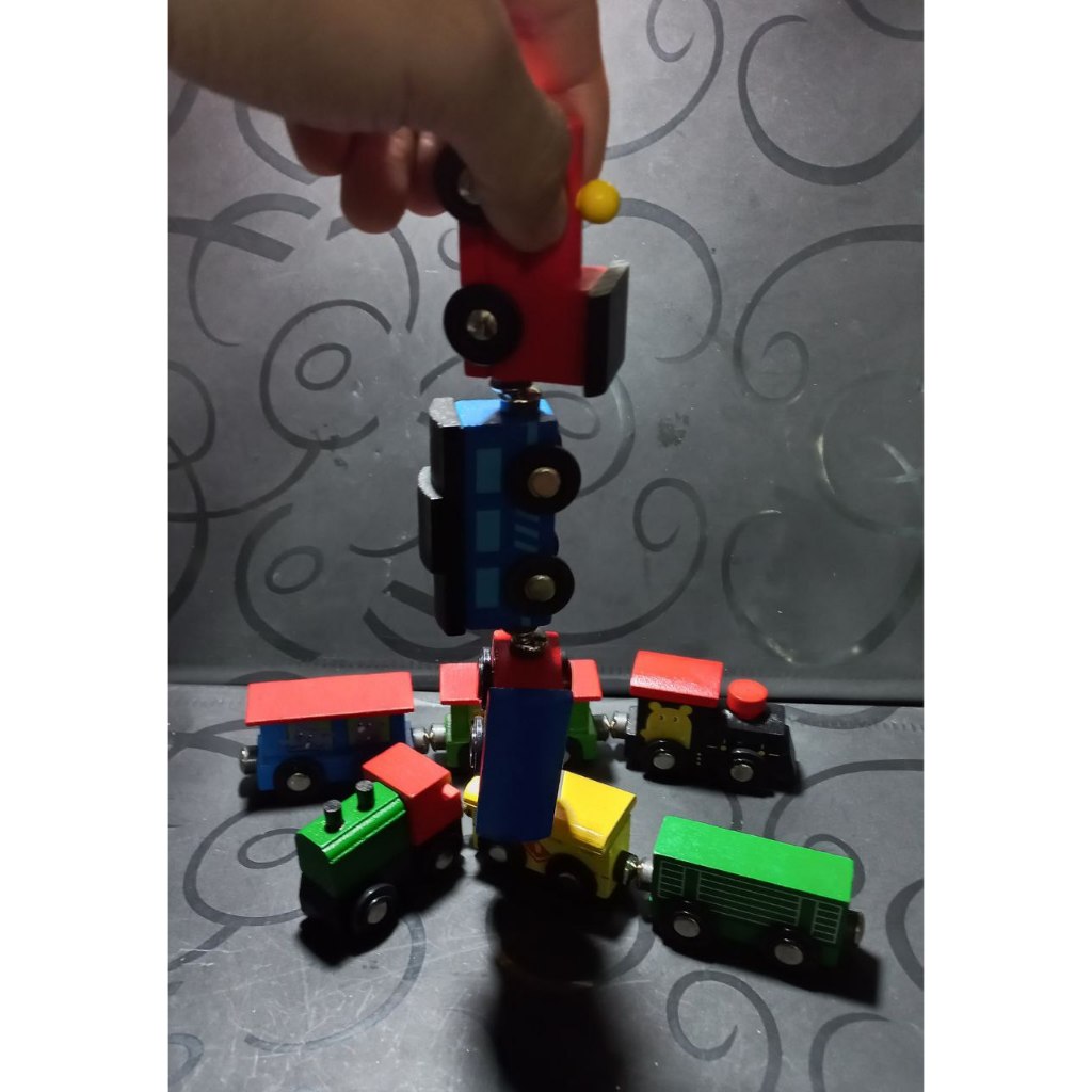 Đoàn Tàu Lửa Bằng Gỗ Mini, Đồ Chơi Xe Tàu Lửa Có Nam Châm Hít, Gồm 3 Toa Tàu 02218