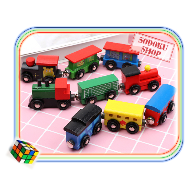 Đoàn Tàu Lửa Bằng Gỗ Mini, Đồ Chơi Xe Tàu Lửa Có Nam Châm Hít, Gồm 3 Toa Tàu 02218