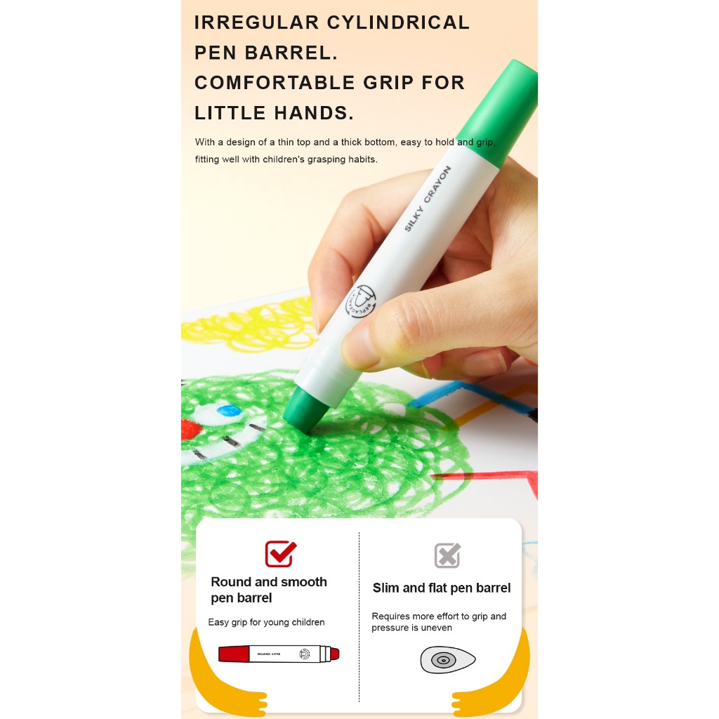 Bút Màu Sáp Lụa Tập Tô An Toàn Dễ Tẩy Rửa - Mideer Silky Crayon