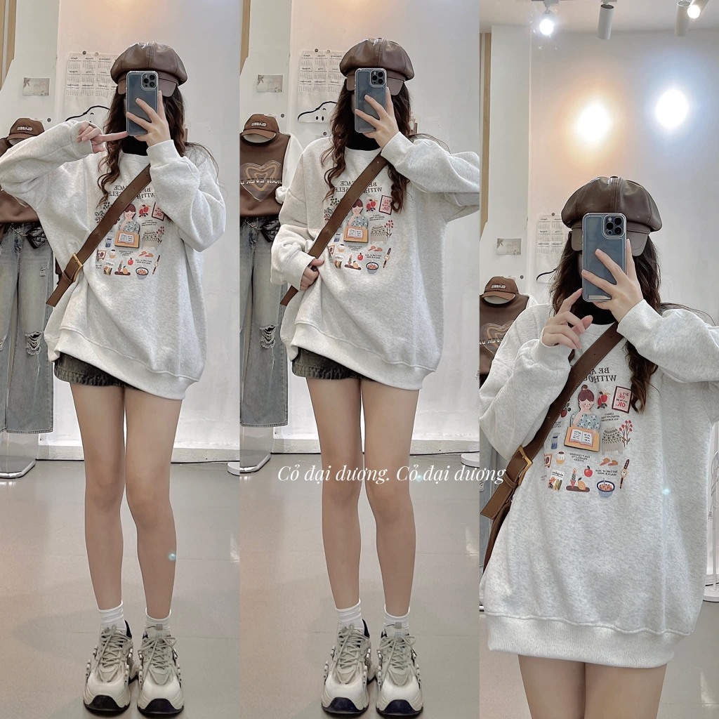 Áo nỉ Unisex form rộng ,áo Sweater dài tay nhiều hoạ tiết nam nữ mặc được,mặc đi chơi đi học
