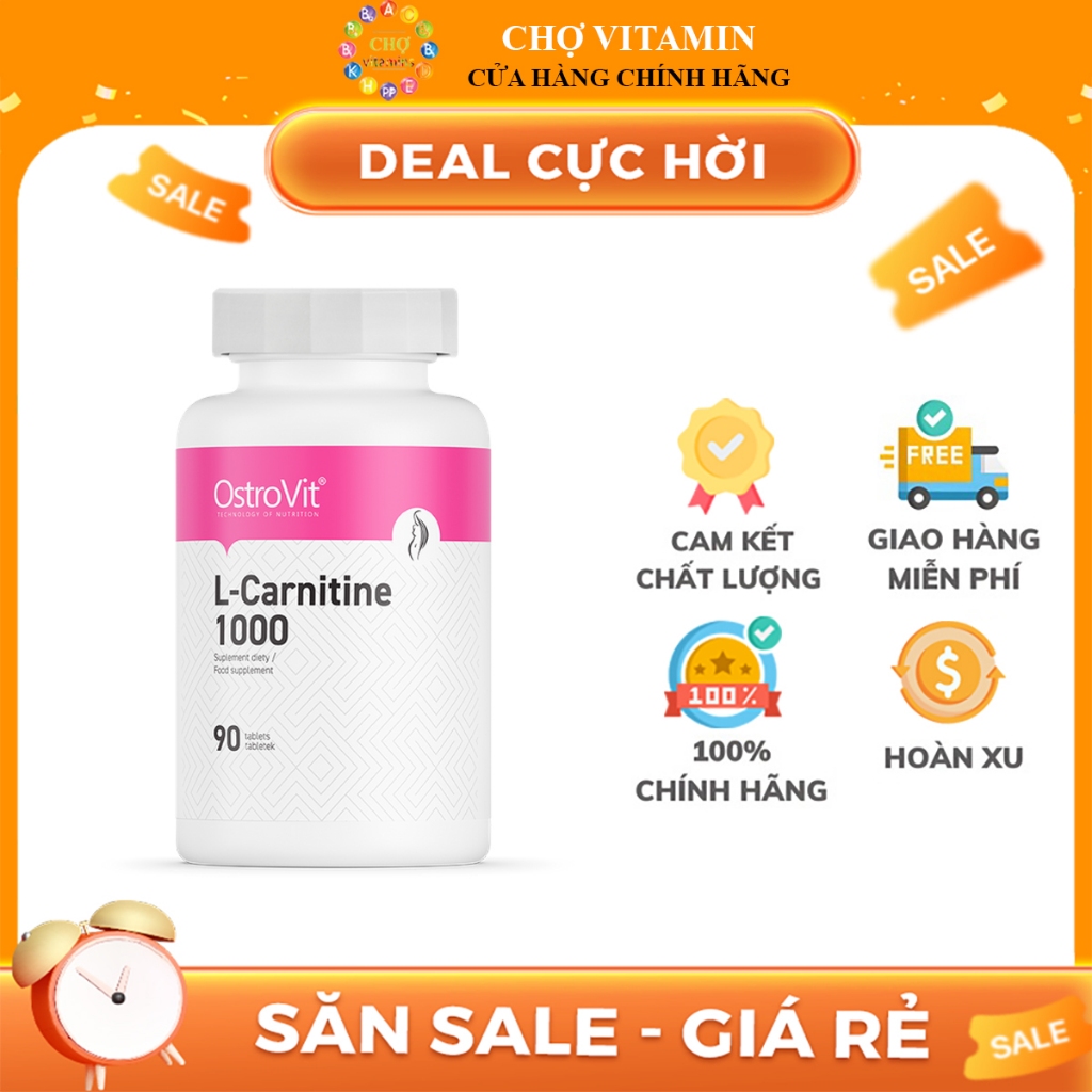 OSTROVIT L-CARNITINE1000 - Viên Uống Hỗ Trợ Giảm Cân Tinh Chất Tự Nhiên, Chuyển Hóa Mỡ Thành Năng Lượng (90 VIÊN)
