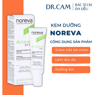 Kem mụn giảm tiết bả nhờn, làm dịu các vùng bị đỏ, giữ ẩm da NOREVA NV Actipur 3 En 1 Care 30ml- Dr. Cam