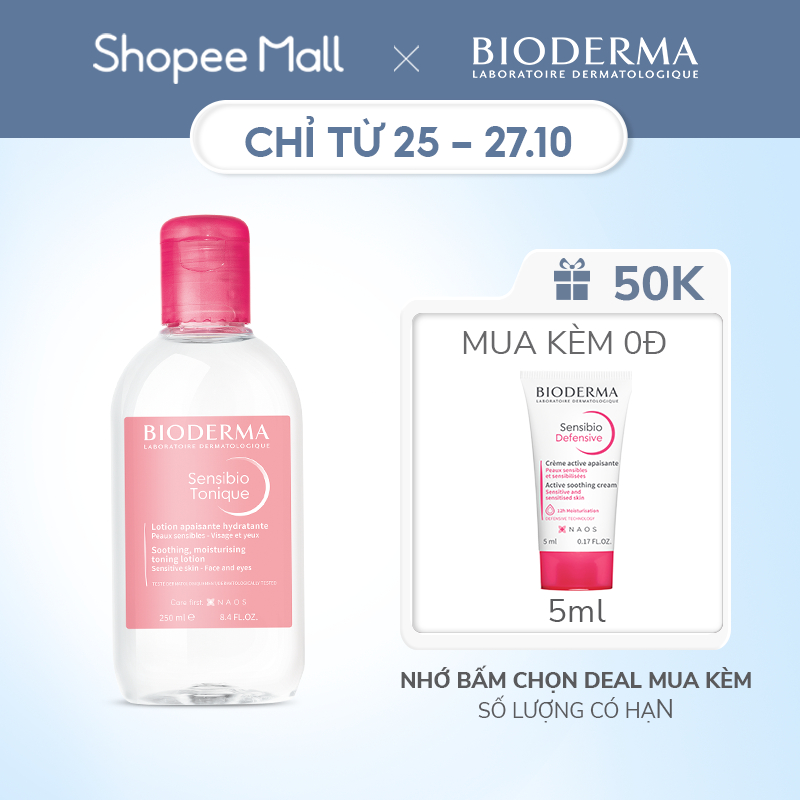 Dung dịch cân bằng dưỡng ẩm và làm dịu da Bioderma Sensibio Tonique - 250ml