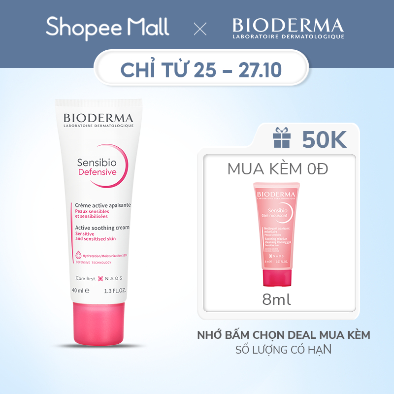 Kem dưỡng ẩm và làm dịu da, dành cho da nhạy cảm Bioderma Sensibio Defensive 40ml