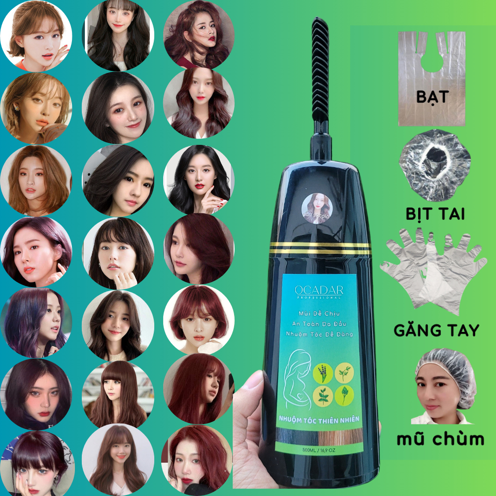  Lược Nhuộm Tóc 500ml,38 Màu Thời Trang,Phủ Bạc,An Toàn Da Đầu Mùi Thơm Nhẹ,Lên Màu Dễ Dàng,Chính Hãng Ocadar 