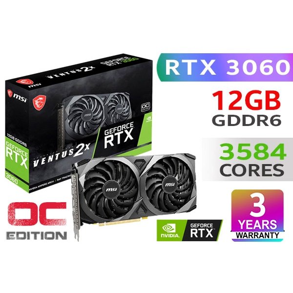 VGA MSI RTX 3060 VENTUS 2X 12G OC 2 Fan - New - Chính Hãng - BH 36 Tháng | BigBuy360 - bigbuy360.vn