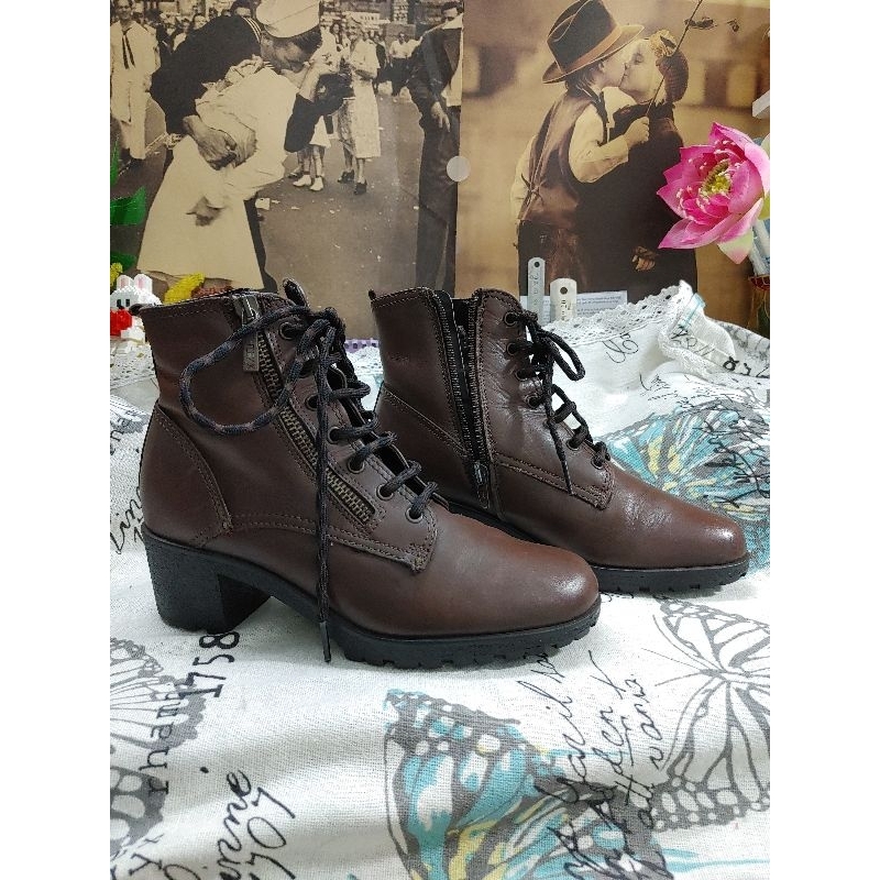 Giầy bốt da hiệu FLEXX size 36-37 gót cao 5phân  si tuyển 2hand