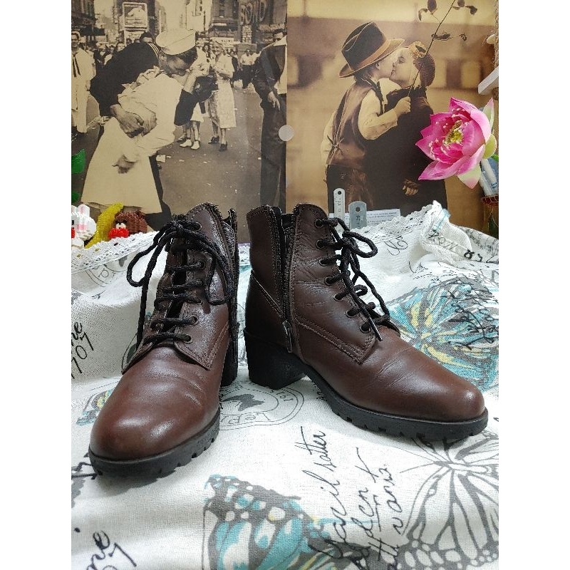 Giầy bốt da hiệu FLEXX size 36-37 gót cao 5phân  si tuyển 2hand