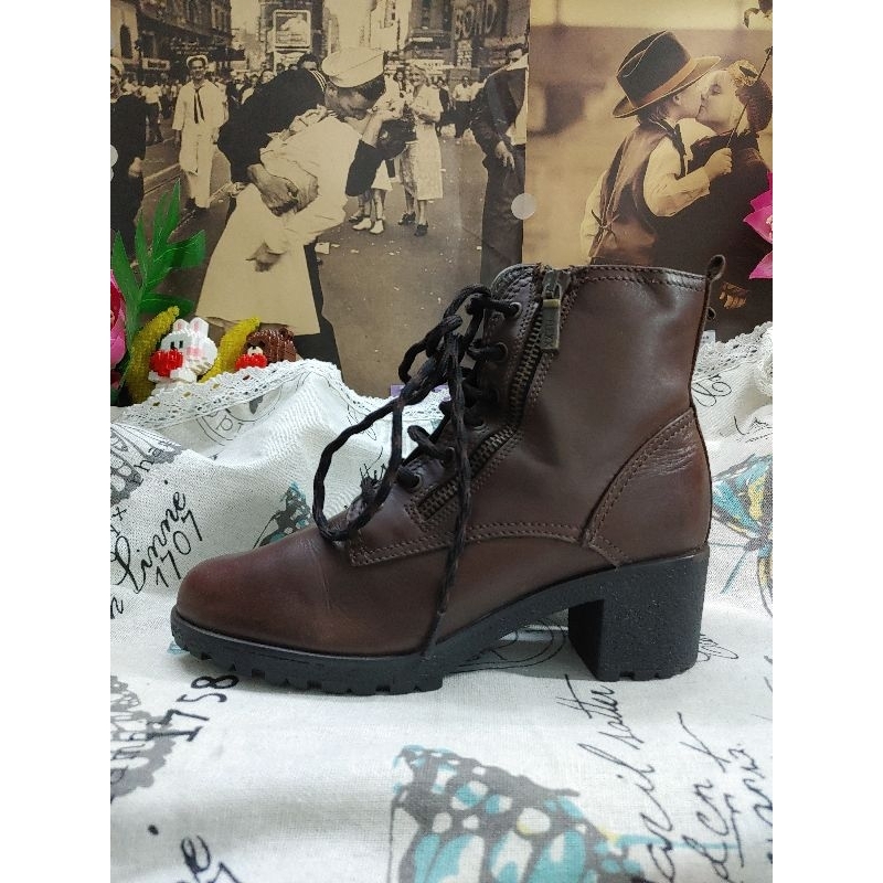 Giầy bốt da hiệu FLEXX size 36-37 gót cao 5phân  si tuyển 2hand