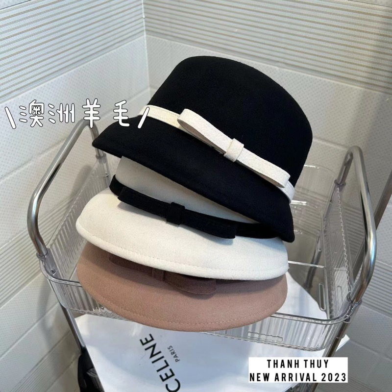 Mũ chuông dạ nơ nhỏ cao cấp cho nữ