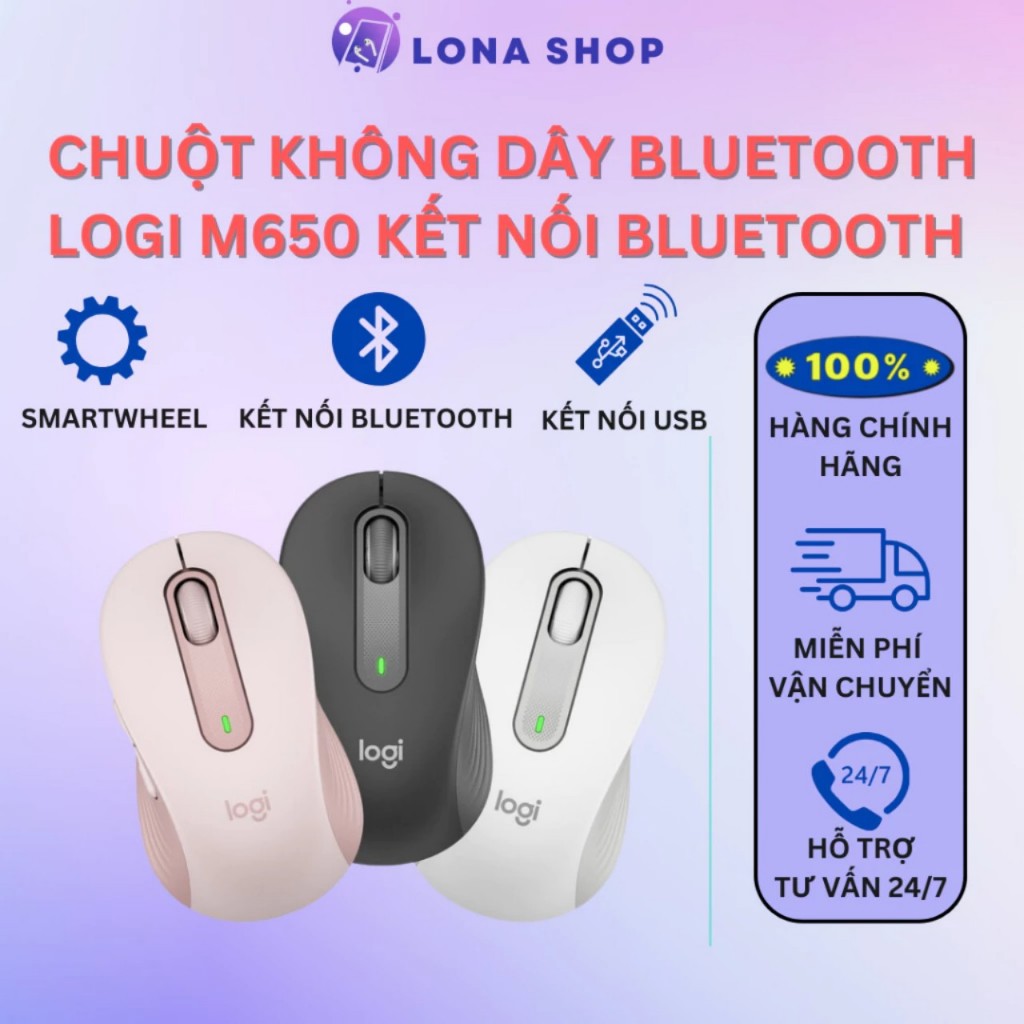 Chuột Không Dây Máy Tính Bluetooth+USD, Logitech M220, M350,M650, X7 Không Tiếng Động, Độ Nhạy Cao  Bảo Hành 12 Tháng