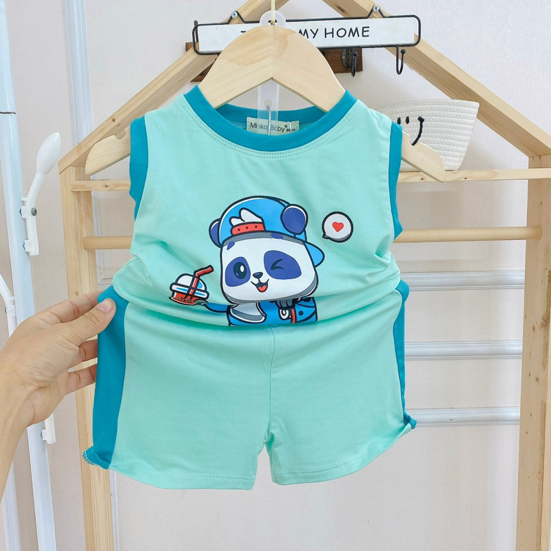 Size 6-19kg BỘ BA LỖ THUN LẠNH IN HÌNH THÚ CHO BÉ