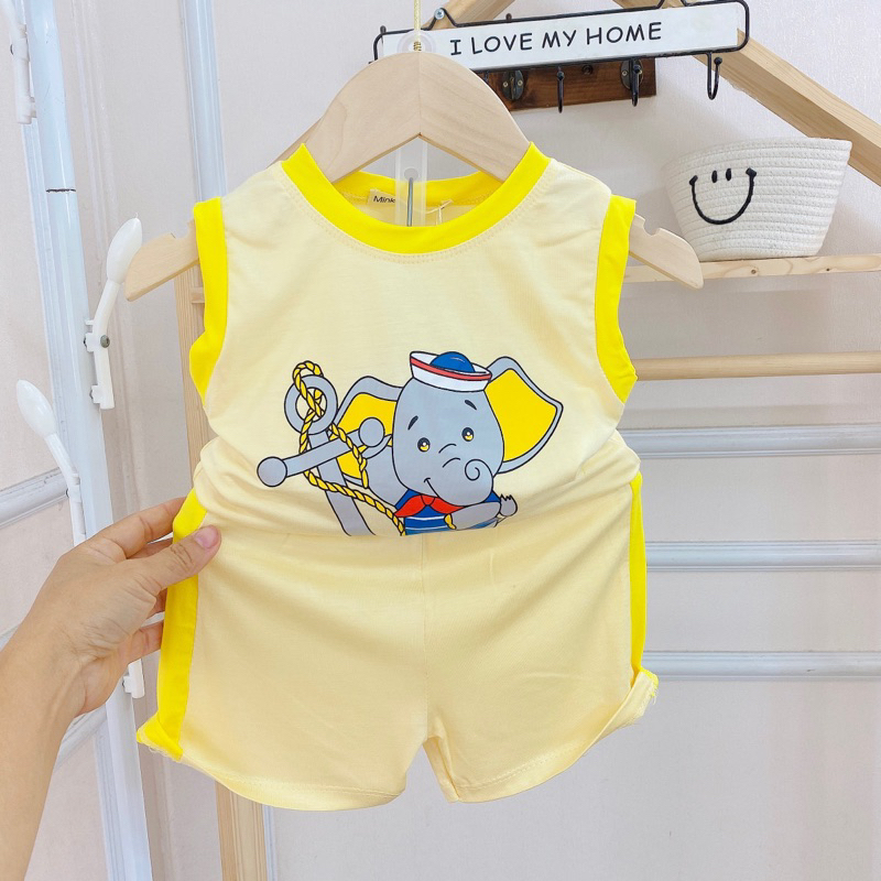 Size 6-19kg BỘ BA LỖ THUN LẠNH IN HÌNH THÚ CHO BÉ