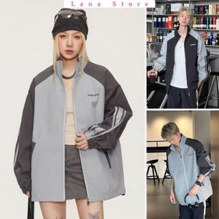 Áo khoác dù mandia logo thêu chất dù 2 lớp unisex form rộng nam nữ