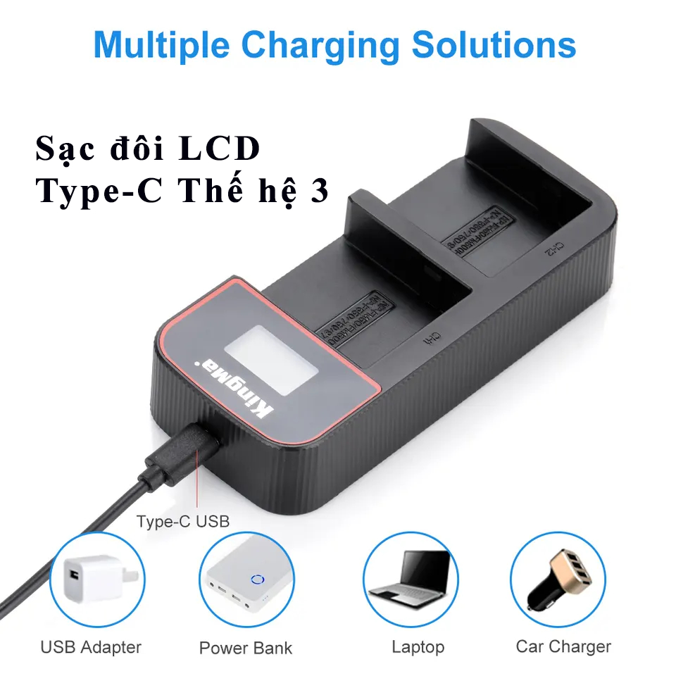 Pin Dung lượng cao và Dock sạc NP-F970 F990 F980 FM50 FM500 F960 F550 F570 F750 F770 F930 cho đèn chụp studio, máy quay