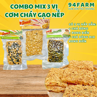 Combo cơm cháy mix 3 vị chà bông-rong biển-chà bông mix rong biển 94farm