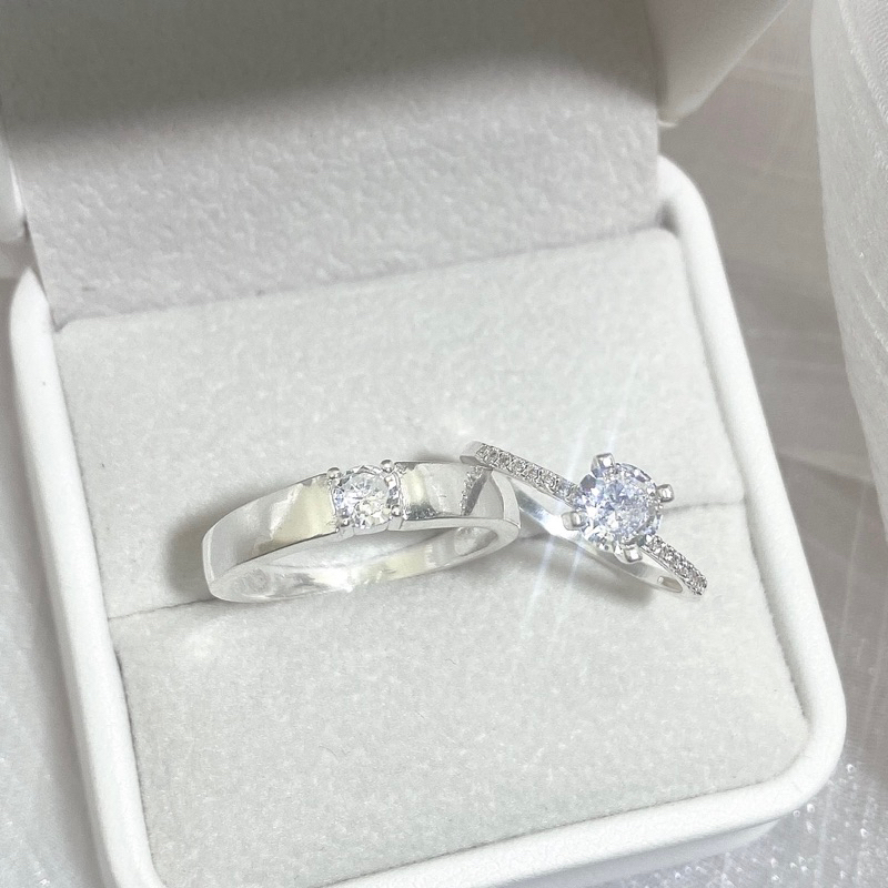 Các mẫu nhẫn đôi bạc CHY SILVER NĐ01 đính đá bạc ta