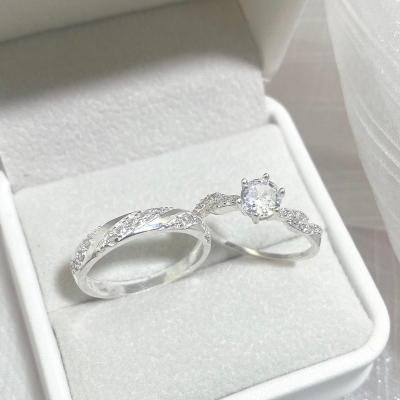 Các mẫu nhẫn đôi bạc CHY SILVER NĐ01 đính đá bạc ta