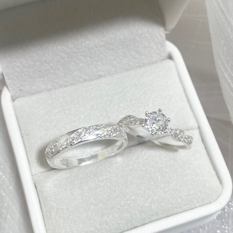 Các mẫu nhẫn đôi bạc CHY SILVER NĐ01 đính đá bạc ta