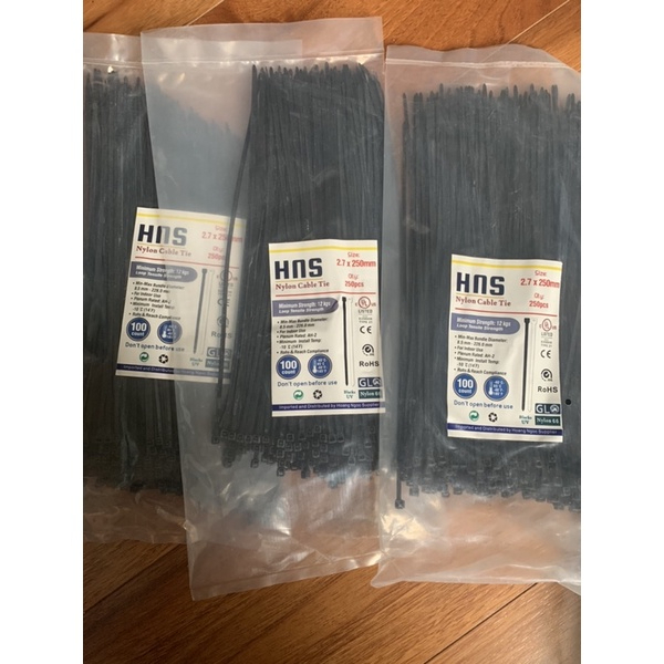 Túi 250 dây rút lạt nhựa đen dây thít 25cm bền dai chắc chắn