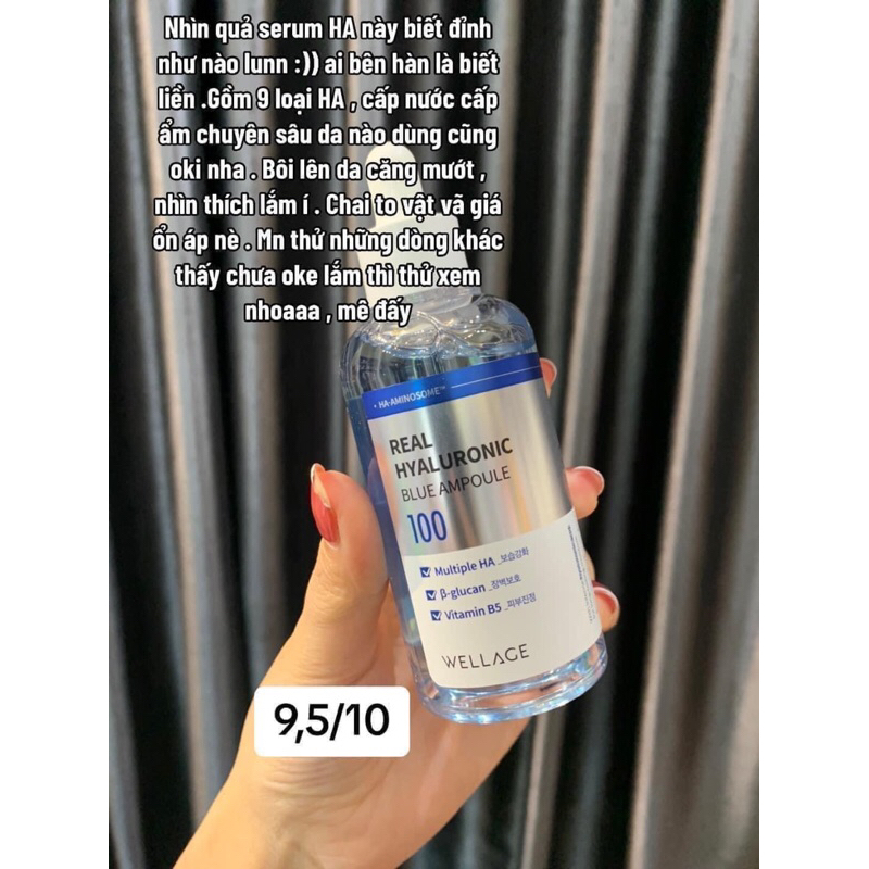 Serum Wellage Real Hyaluronic Blue Ampoule tinh chất cấp ẩm cấp nước phục hồi da
