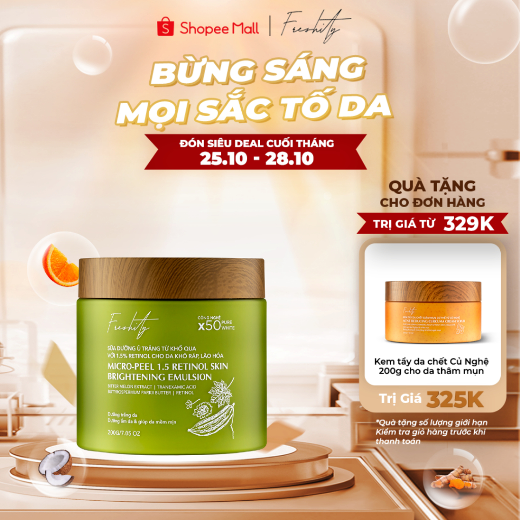 Sữa dưỡng ủ trắng khổ qua Freshity 200gr dành cho da cơ thể đa vấn đề