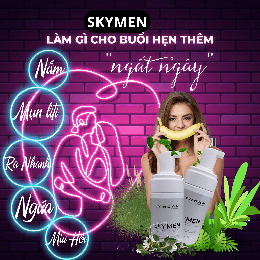 Bọt vệ sinh nam cao cấp SKYMEN, dung dịch vệ sinh nam SKYMEN, công nghệ Hàn Quốc, ngăn nấm, ngứa, mụn