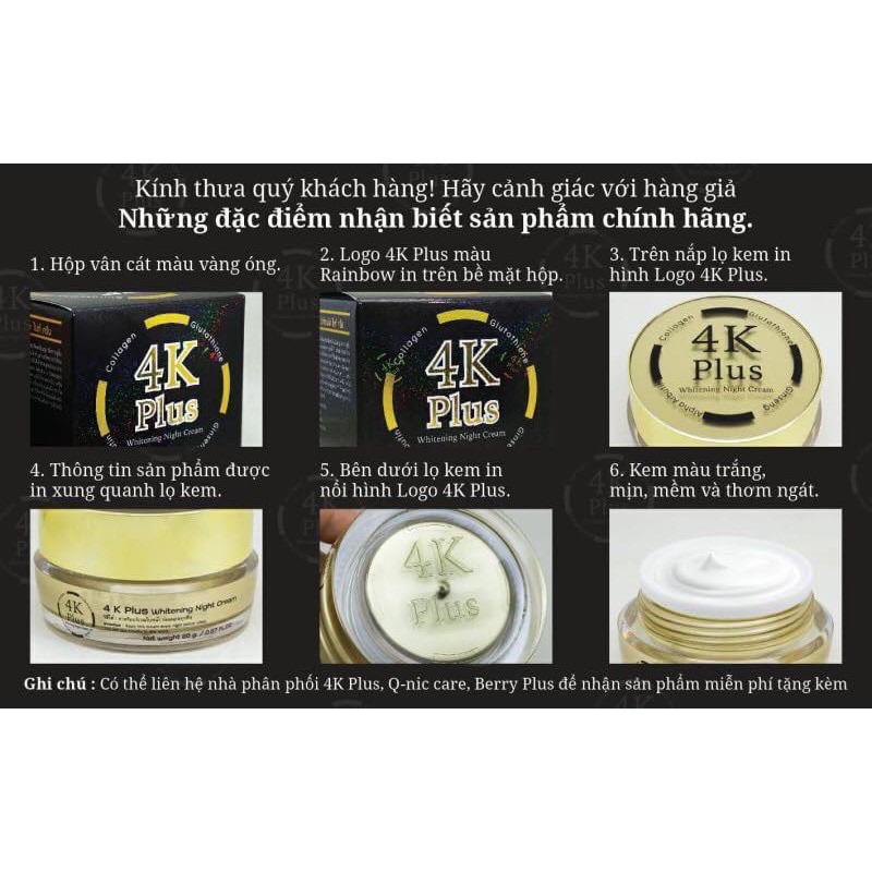 Kem Giảm Nám Tàn Nhang Trắng Da 4K PLUS 20G