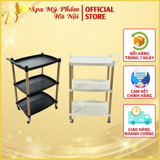 Xe đẩy Spa đa năng khung gỗ chắc chắn | Xe đẩy gỗ spa mặt nhựa ABS | Kệ spa 3 tầng