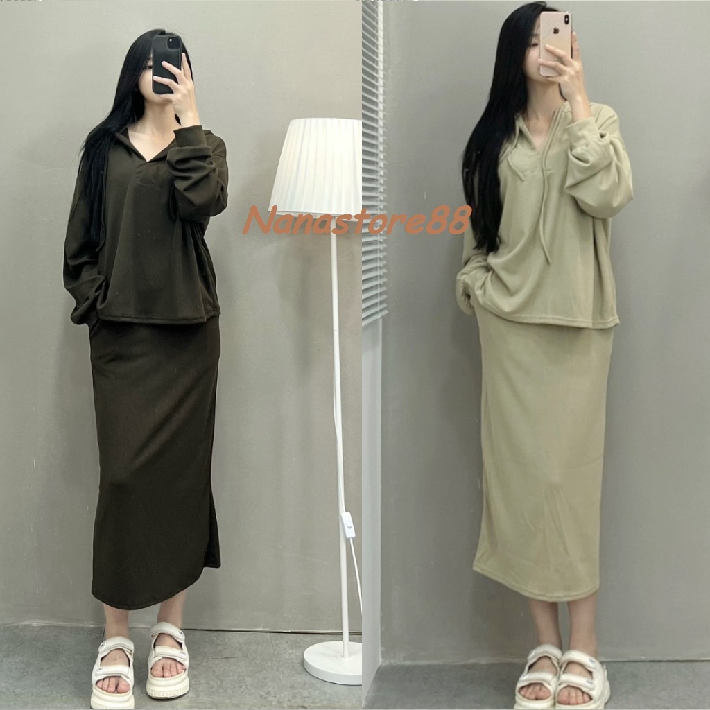 Set bộ thu đông sang chảnh, set nỉ tăm trơn nữ dài tay Bigsize Nanastore 219T