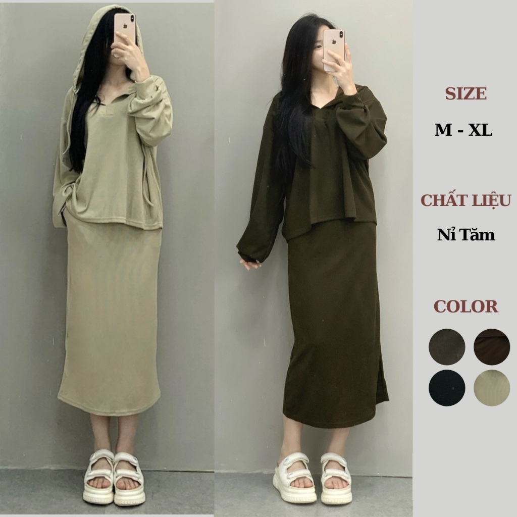Set bộ thu đông sang chảnh, set nỉ tăm trơn nữ dài tay Bigsize Nanastore 219T