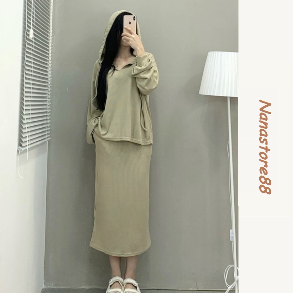 Set bộ thu đông sang chảnh, set nỉ tăm trơn nữ dài tay Bigsize Nanastore 219T