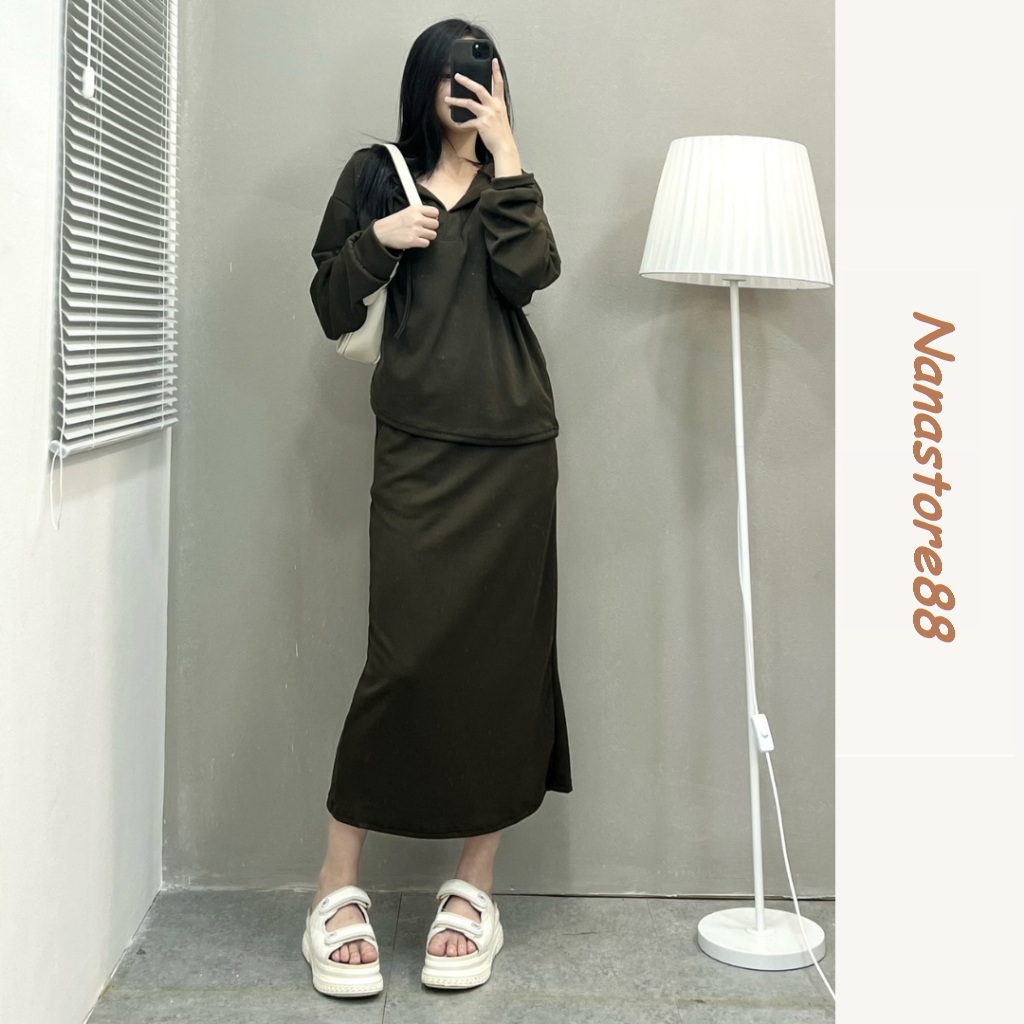 Set bộ thu đông sang chảnh, set nỉ tăm trơn nữ dài tay Bigsize Nanastore 219T