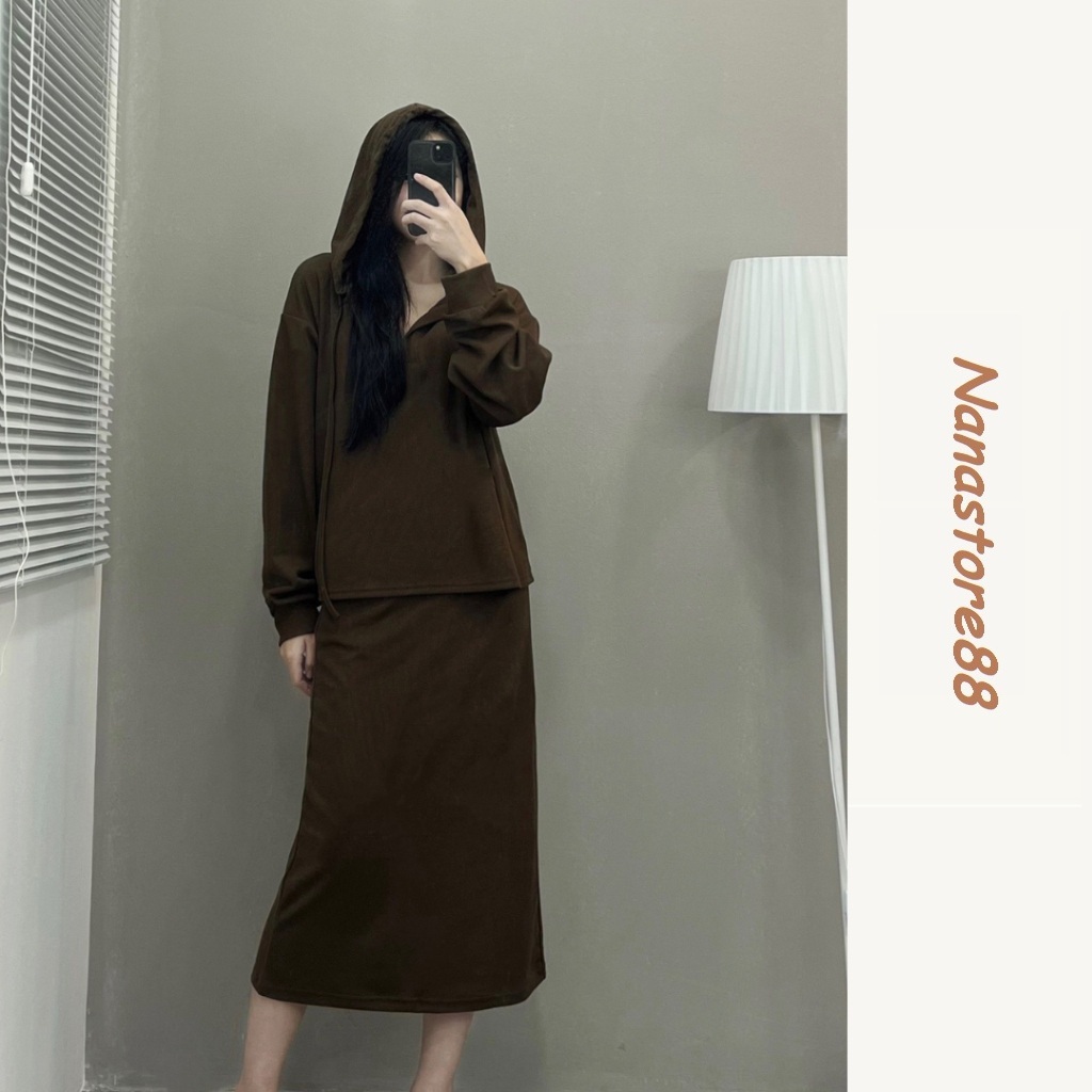 Set bộ thu đông sang chảnh, set nỉ tăm trơn nữ dài tay Bigsize Nanastore 219T