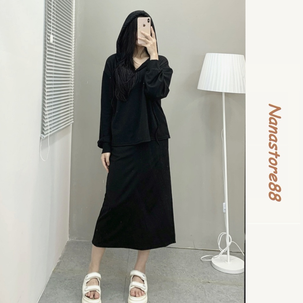 Set bộ thu đông sang chảnh, set nỉ tăm trơn nữ dài tay Bigsize Nanastore 219T