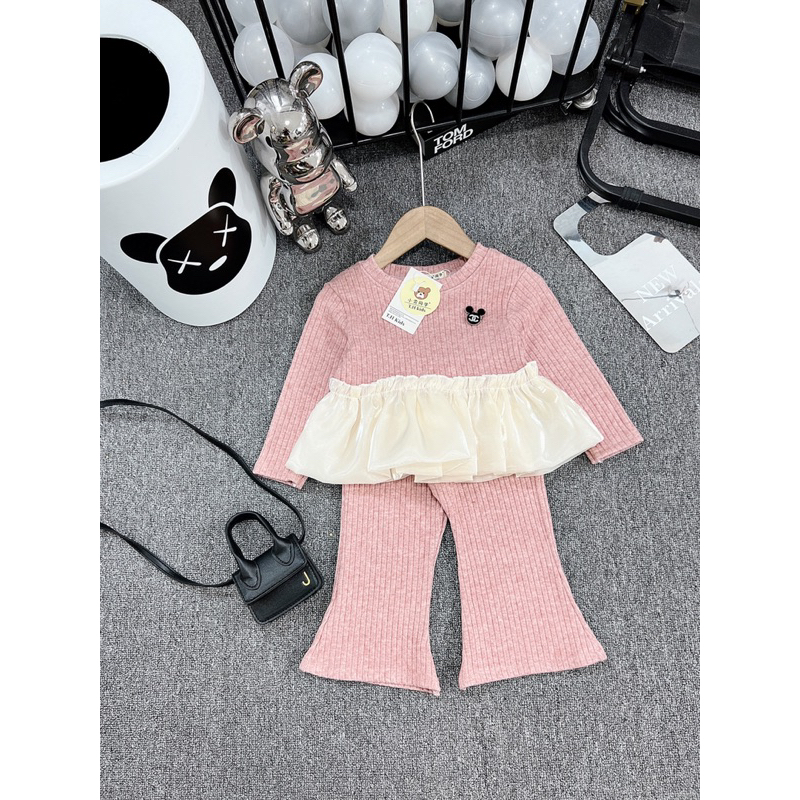 Set Bộ Len mềm đẹp bánh bèo cho bé gái hàng đẹp