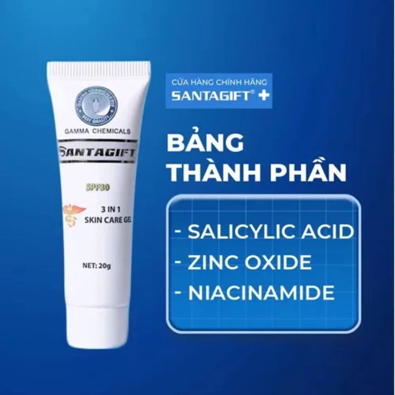 KE m Mụn SANTAGIFT - Trắng sáng - Ức chế sắt tố - Chống nắng - 20g