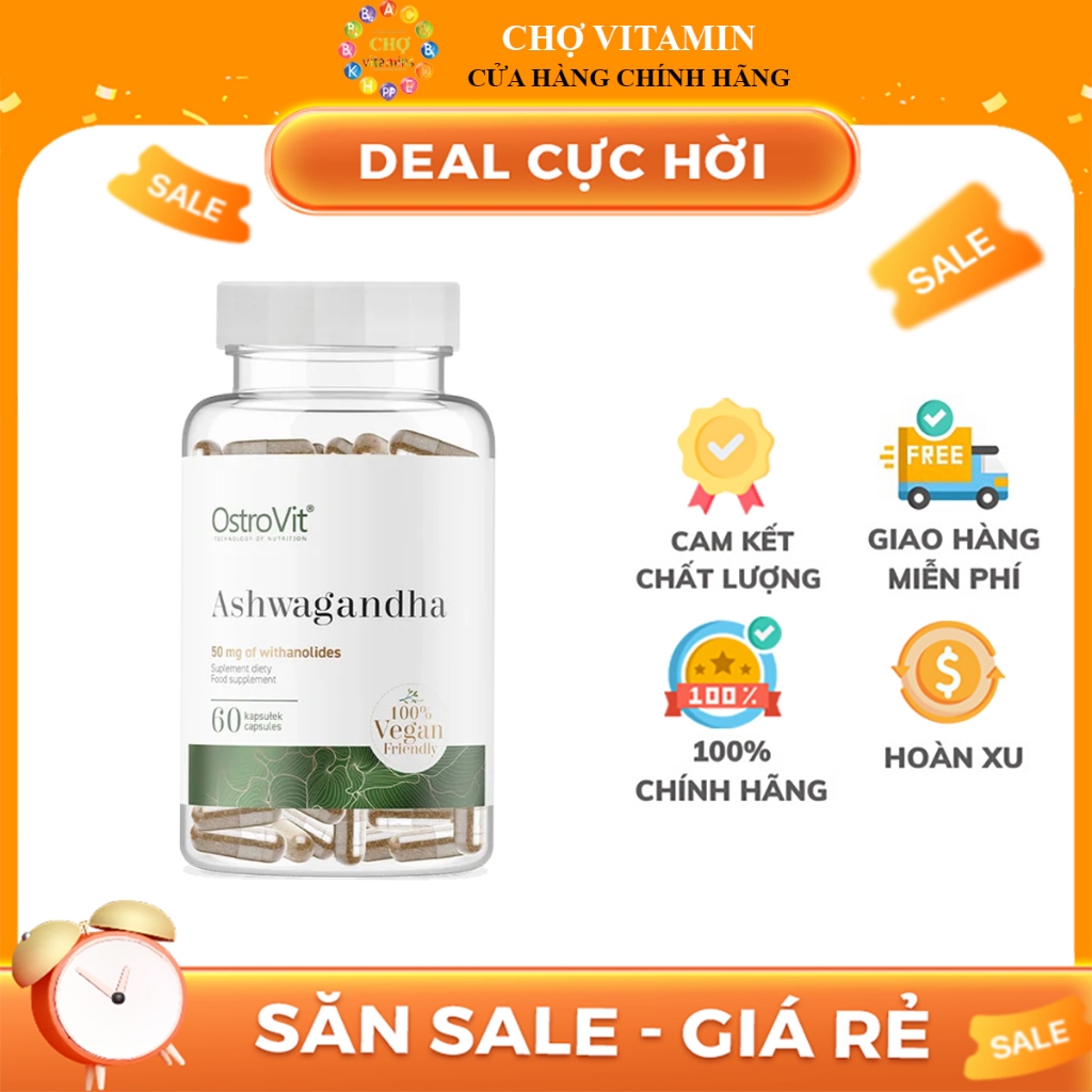 Viên Uống Tăng Trí Nhớ, Giảm Huyết Áp Chiết Suất Nhân Sâm Ấn Độ - Ostrovit Ashwagandha Vege(60 Viên)
