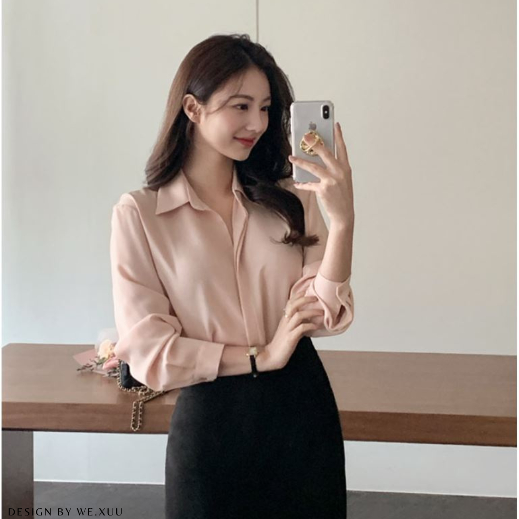 Áo Sơ Mi Nữ Công Sở Dài Tay Nhiều Màu Sắc Phối Đồ Thanh Lịch Chất Liệu Lụa Mềm Mát- Wexuu SM01SP