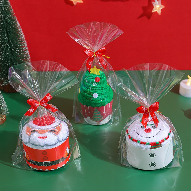 Khăn mặt cotton đáng yêu hình bánh cupcake chủ đề Noel / Giáng sinh