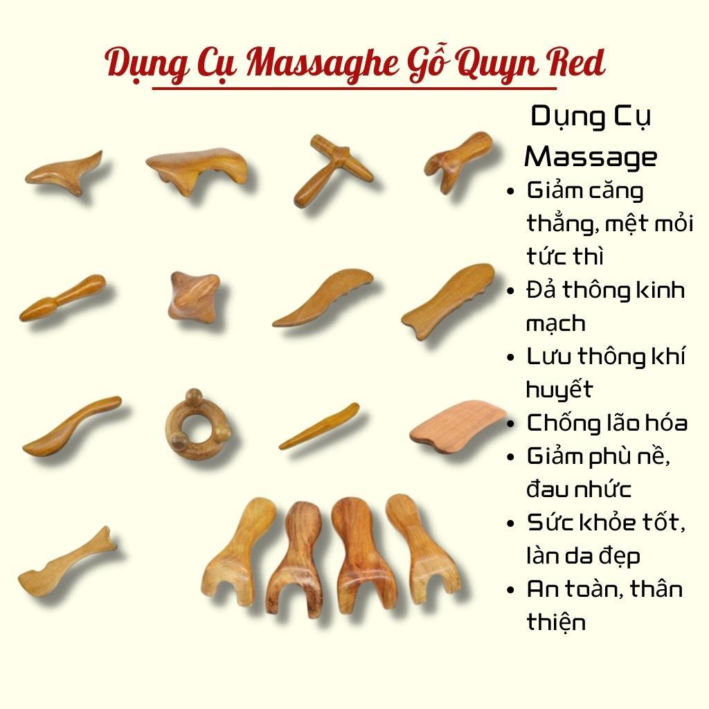 Dụng Cụ Điện Chuẩn Mát Xa Gỗ Thơm Lẻ 20 Món, Dụng cụ ấn huyệt bấm huyệt massage toàn thân - Massage Quyn Red
