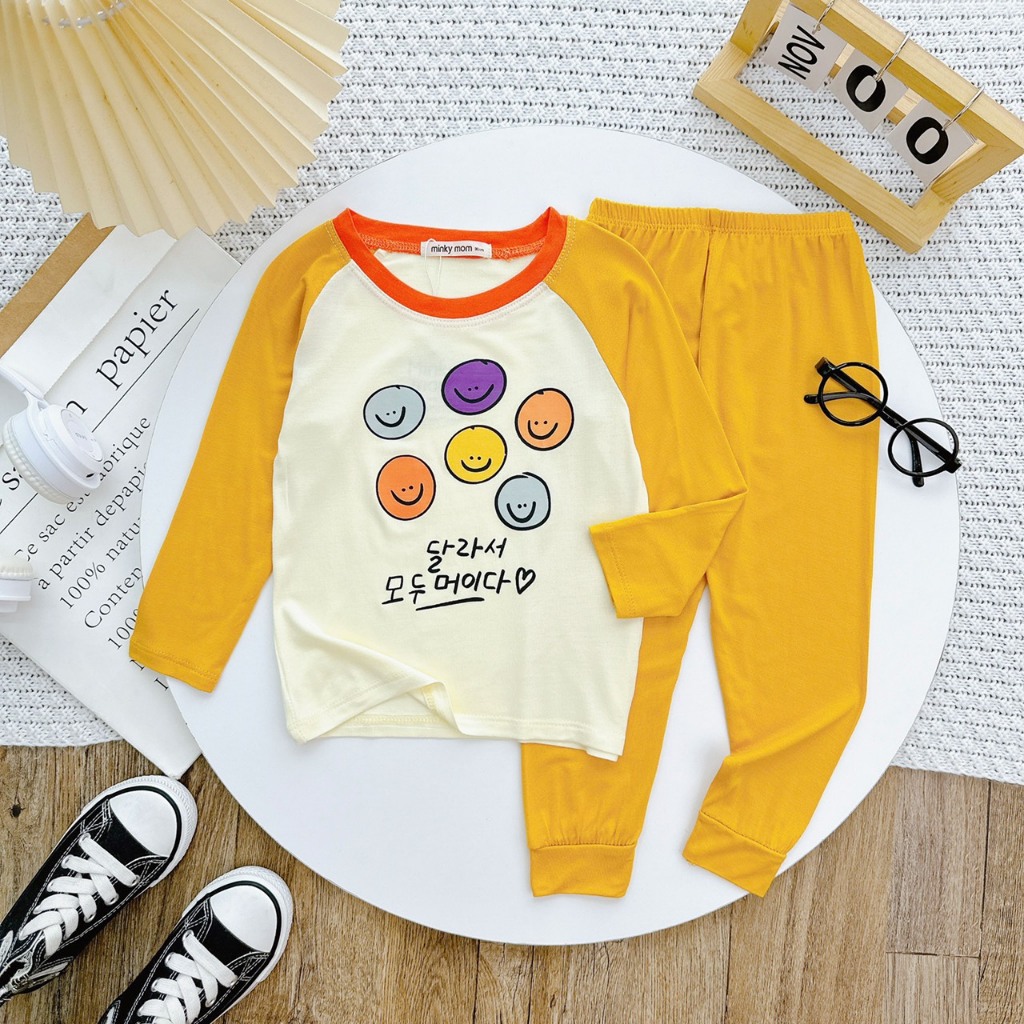 Bộ quần áo thu đông, mặc điều hòa, dài tay, chất thun lạnh cho bé trai, bé gái BD115